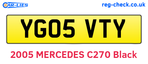 YG05VTY are the vehicle registration plates.