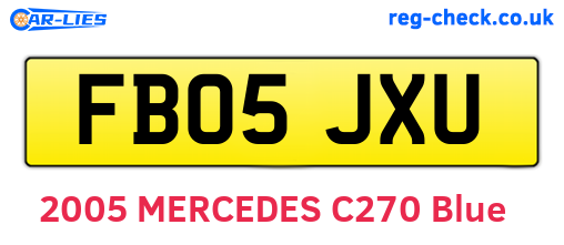 FB05JXU are the vehicle registration plates.