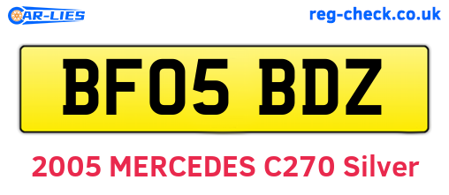 BF05BDZ are the vehicle registration plates.