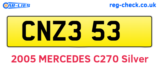CNZ353 are the vehicle registration plates.