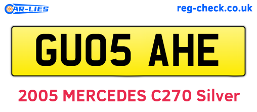 GU05AHE are the vehicle registration plates.