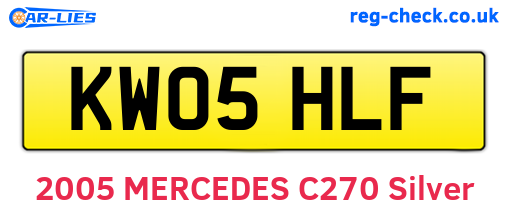 KW05HLF are the vehicle registration plates.