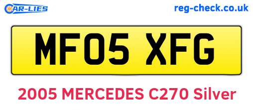 MF05XFG are the vehicle registration plates.
