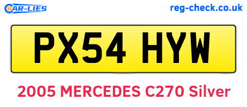 PX54HYW are the vehicle registration plates.