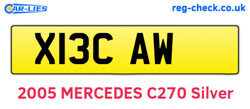 X13CAW are the vehicle registration plates.