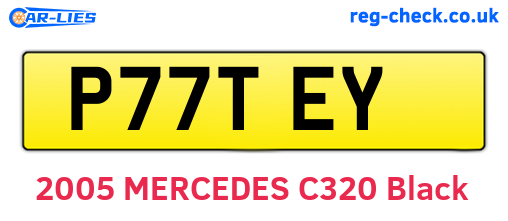 P77TEY are the vehicle registration plates.