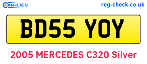 BD55YOY are the vehicle registration plates.