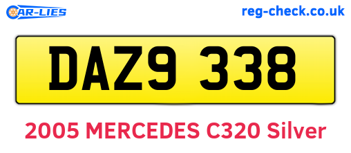 DAZ9338 are the vehicle registration plates.