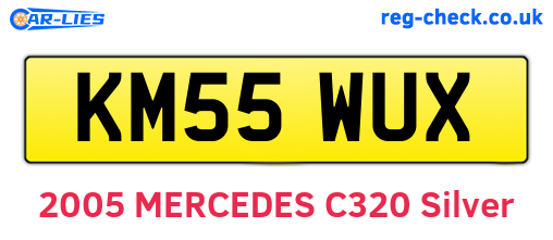 KM55WUX are the vehicle registration plates.