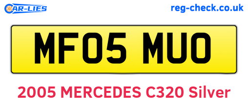 MF05MUO are the vehicle registration plates.