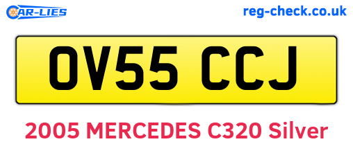 OV55CCJ are the vehicle registration plates.