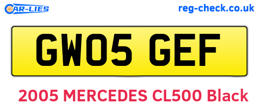 GW05GEF are the vehicle registration plates.