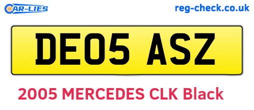 DE05ASZ are the vehicle registration plates.