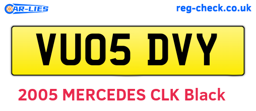 VU05DVY are the vehicle registration plates.