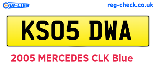 KS05DWA are the vehicle registration plates.