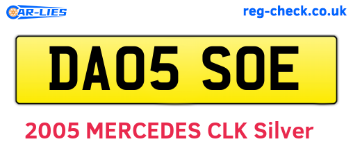 DA05SOE are the vehicle registration plates.