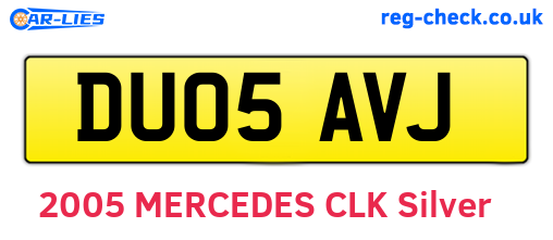 DU05AVJ are the vehicle registration plates.