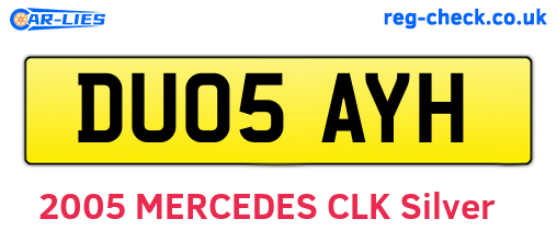 DU05AYH are the vehicle registration plates.