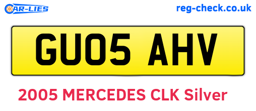 GU05AHV are the vehicle registration plates.