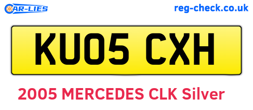 KU05CXH are the vehicle registration plates.