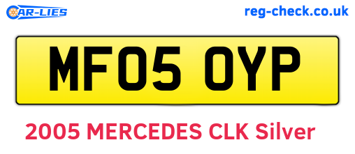 MF05OYP are the vehicle registration plates.