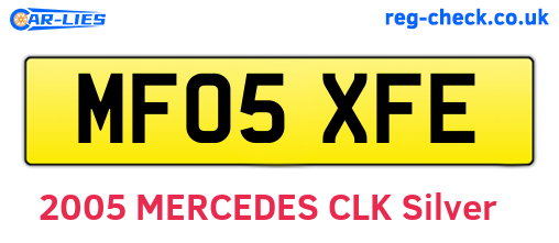 MF05XFE are the vehicle registration plates.