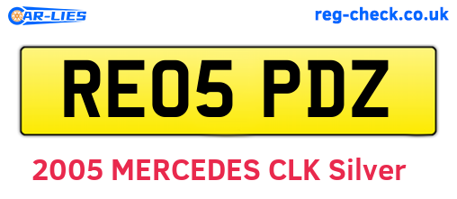 RE05PDZ are the vehicle registration plates.