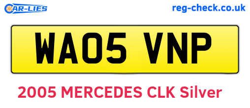 WA05VNP are the vehicle registration plates.