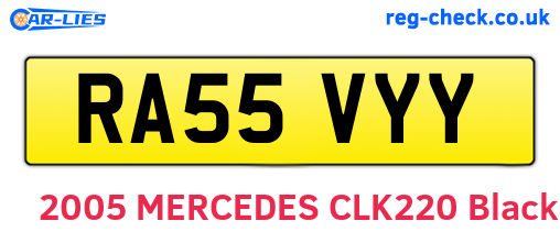 RA55VYY are the vehicle registration plates.