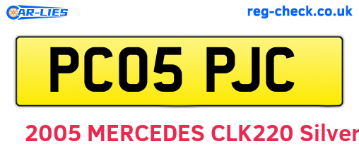 PC05PJC are the vehicle registration plates.
