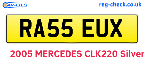 RA55EUX are the vehicle registration plates.