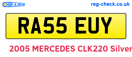 RA55EUY are the vehicle registration plates.