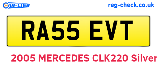 RA55EVT are the vehicle registration plates.