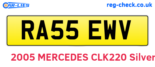 RA55EWV are the vehicle registration plates.