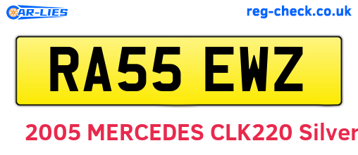 RA55EWZ are the vehicle registration plates.