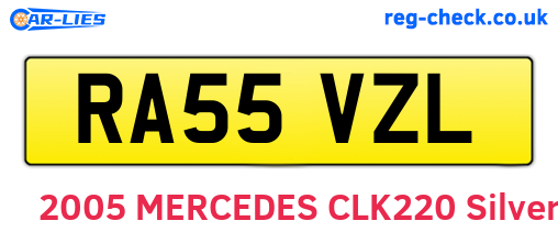RA55VZL are the vehicle registration plates.