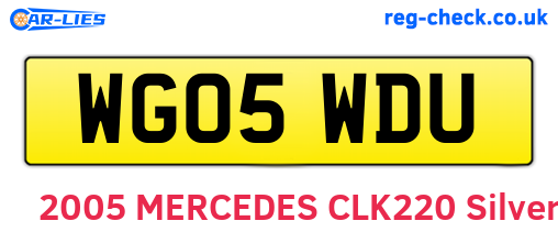WG05WDU are the vehicle registration plates.