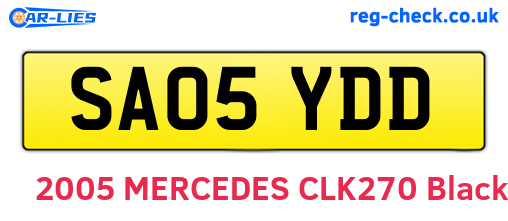 SA05YDD are the vehicle registration plates.