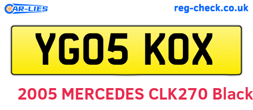 YG05KOX are the vehicle registration plates.