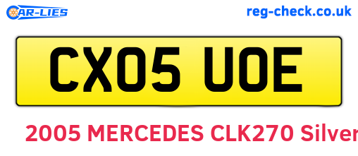 CX05UOE are the vehicle registration plates.