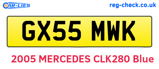 GX55MWK are the vehicle registration plates.