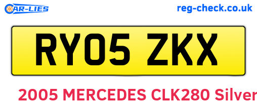 RY05ZKX are the vehicle registration plates.