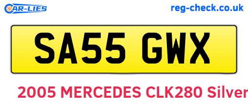 SA55GWX are the vehicle registration plates.