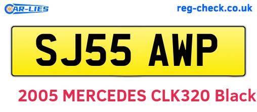 SJ55AWP are the vehicle registration plates.