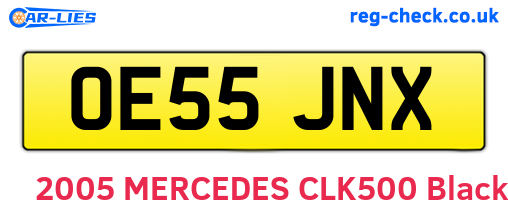 OE55JNX are the vehicle registration plates.