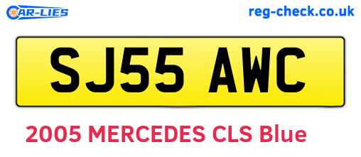 SJ55AWC are the vehicle registration plates.