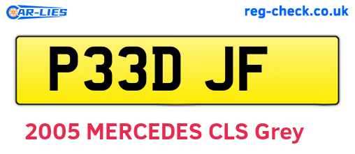 P33DJF are the vehicle registration plates.