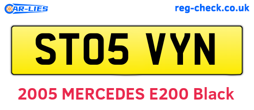 ST05VYN are the vehicle registration plates.