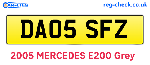 DA05SFZ are the vehicle registration plates.