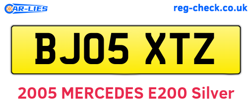BJ05XTZ are the vehicle registration plates.